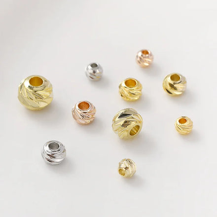 Diy Handmade Jewelry Accessories Bracelet Necklace Loose Beads Silver Gold Cross-cut Round Beads Spacer Beads