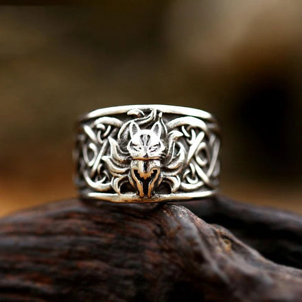 OAHLAN Wholesale Fashion Jewelry Viking Celtic Knot Fox Design Vintage Titanium Stainless Steel Rings for Men
