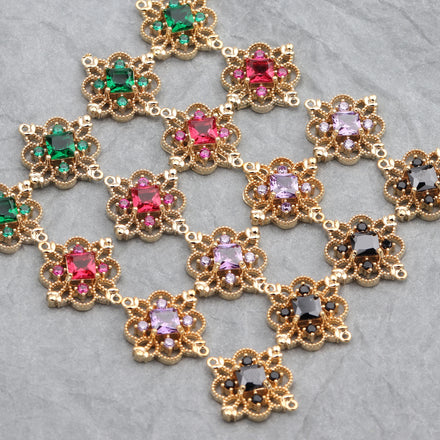 M588 6pcs/lot 18K Gold Plated Nickel Free Metal Jewelry Accessories-Zircon Pendants DIY Earrings Pass REACH for Jewelry Making