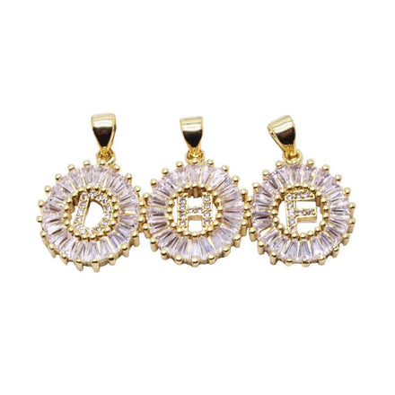 Wholesale Diy Jewelry Gold Plated Accessories Necklace Pendant Accessories Shiny Zircon 26 Letters Pendant