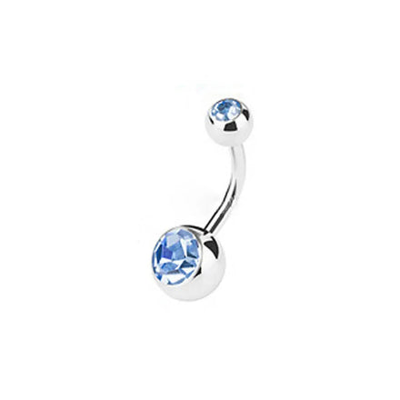 Surgical Steel Gold Plated Rhinestone Navel Bar Ring for Women's Belly Piercing Wedding Engagement Gift Body Jewelry