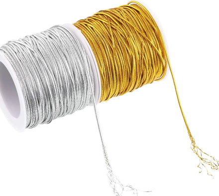 OKAY Wholesale Handmade Gold Silver Round Elastic Cord 1mm for Christmas Gift Wrap Package