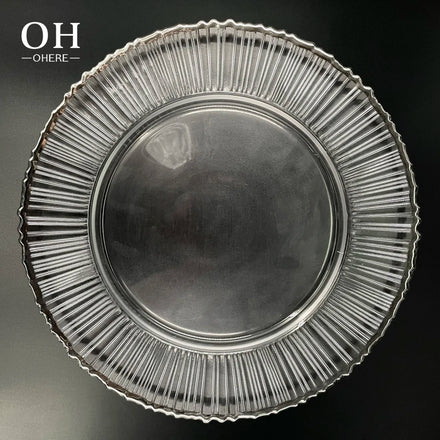 Luxury Eco-Friendly Transparent Durable Glass Wedding Charger Plate with Minimalist Style for Events & Rentals