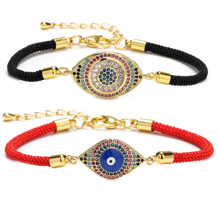 New Rope Bracelet Jewelry Fashion Luxury Zircon Eyes Red Black Rope Bracelet Brazalete Women