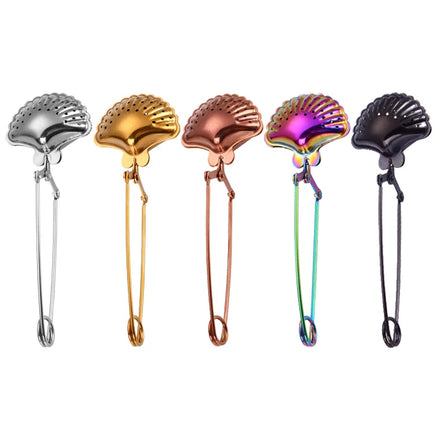 Shell Shaped Reusable Stainless Steel Interval Diffuser Tea Partition Spoon Snap Tea Filters Loose Leaf Tea Infuser Strainer