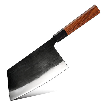Wholesale Handmade Forged Japanese Kitchen Chef Slaughter Knife with Black Coating Steel+Africa Rose Wood Handle