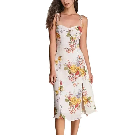 Custom Logo Spring Autumn Women Dress Female Fashion Sleeveless Floral Print Long Midi Dress Ladies Casual Ankle-Length Vestido