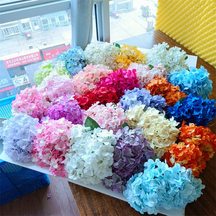 High Quality K-2329 White Silk Artificial Hydrangea Big 6 Heads Bouquet Flower for Wedding Decoration