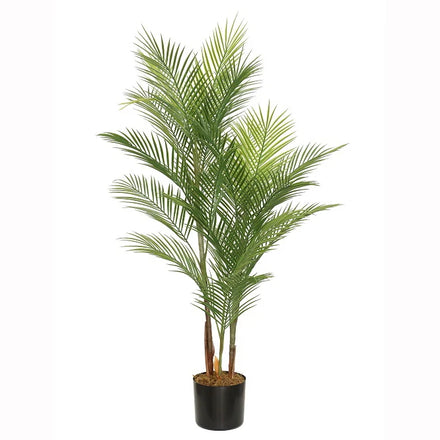Artificial Potted Plant Plastic Nordic Style Handcrafted Thin Leaves Palm Tree Waterproof Durable for Indoor/Outdoor Living Room
