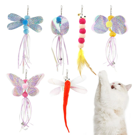 New Design Pet Interactive & Movement Toy Cat Sticker Replacement Head Insect Caterpillars Ringing Paper Bell Teaser for Cats