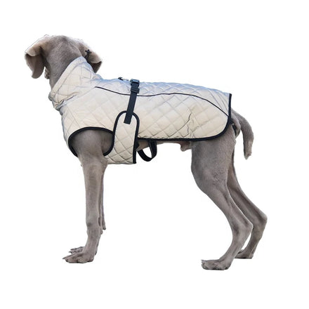 Custom Large Dog Winter Clothes Luxury Brand Fashion Outdoor Designer Cat Waterproof Jacket Sliver Grey Pet Winter Coat Husky