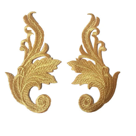 Gold and Silver Embroidered Appliques Sticker Hot-Press Back with Glue DIY Stage Clothing Patches for Dresses & Garments