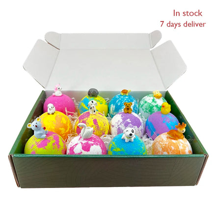 Bomei In-Stock Wholesale Gift Set 12 Shower Bombs Kids' Surprise Bath Fizzies with Fun Toy Inside