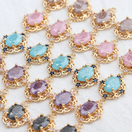 M589 6pcs/lot 18K Gold Plated Nickel Free REACH-Pass Jewelry Accessories DIY Earrings Zircon Pendant Wholesale Metal Jewelry