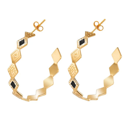 Stainless Steel Wholesale Gold Plated C Hoop Earring Bracelet Shape Engraved Open Statement Jewelry Set