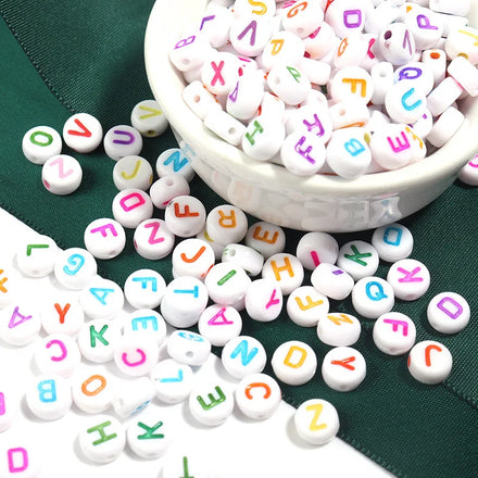 Diy Jewelry Accessories 4*7mm Acrylic Beads Loose Beads White Background Colorful Letters 26 Letters Beads