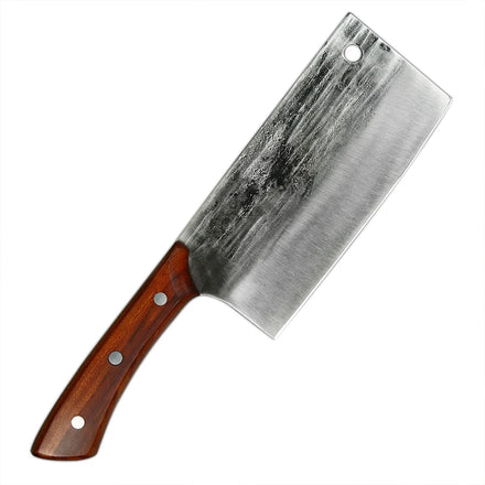 Wooden Handle Stainless Steel Blade Vintage Style Ambidextrous Kitchen Forge Cleaver Knife