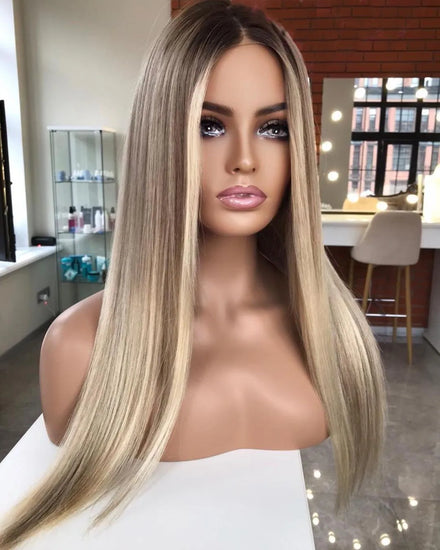 Allure Romance Silky Straight Highlight Blonde Human Hair Wigs Lace Frontal Cuticle Aligned Virgin Hair Wig Wholesale Price