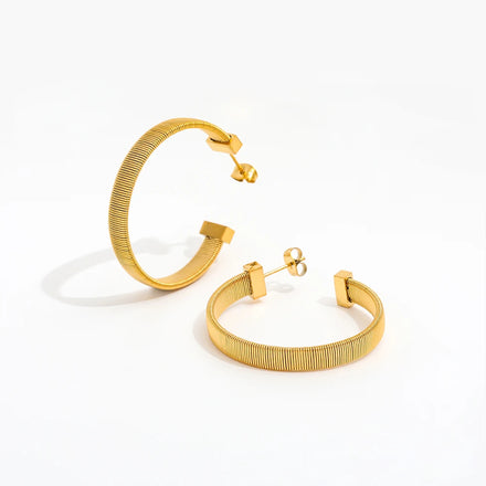 Fenny 18K Gold-plated Non Tarnish Big Circle Chunky Stylish Statement Earring Wholesale Stainless Steel Ladies Jewelry