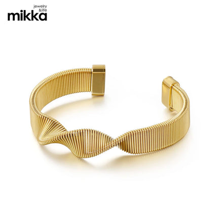 Wholesale Amazing Design Gold Plating Stainless Steel Bangle Plain Design Men and Women Mesh Cuff Bangle Bracelet
