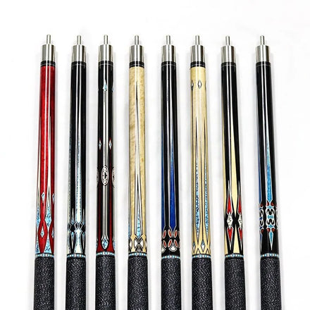 Premium Quality 1/2 Billiard Pool Cue Canadian Maple Wood Linen Wire Hand Grip 58 Inch Length 12.5MM Tip Uni-Lock Joint Stick