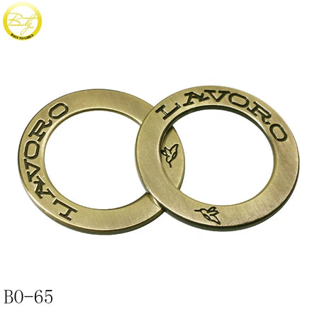 Luxury Vintage Custom Brass Flat O Buckle Round Shape Name Engraving for Lingerie Round Ring for Underwear Straps