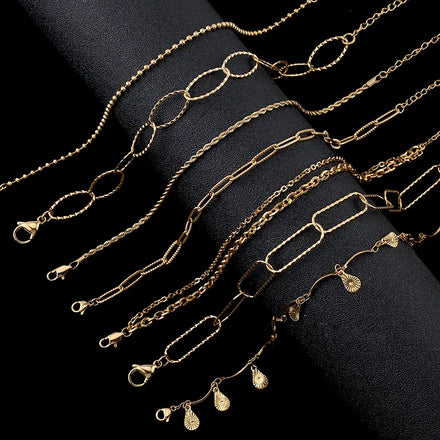 Fashion Multi Layer Chain Anklets for Women Stainless Steel Gold Plated Anklet Leg Chain Anklet Bracelets Beach Foot Jewelry