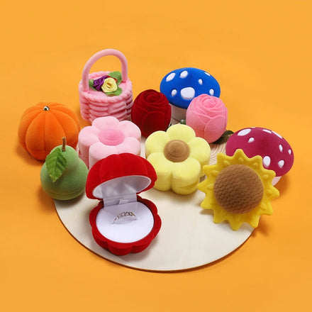 Cute Cartoon Flip Cover Mini Jewelry Case Snap Shut Ear Studs Rings Earrings Packaging Box