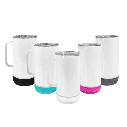 14oz Sublimation Bluetooth Speaker Cup Stainless Steel Straight Music Tumblers with Handle