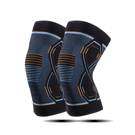 2047# Sporty Anti-Slip Fabric Compression Knee Sleeve Knee Support Knee Brace with Double Silicone Waves