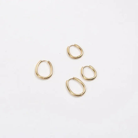 Fenny No Fade 18K Gold-plated Simple Irregular Goose Egg Shaped Huggie Earring Wholesale Stainless Steel Ladies Jewelry