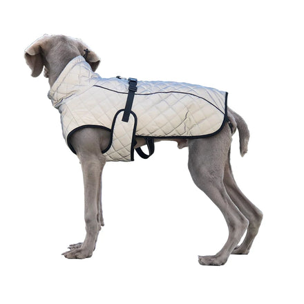 Luxury Brand Fashion Polyester Pet Winter Coat for Large Dogs Modern Style Waterproof Silver Grey for Outdoor Use in Spring