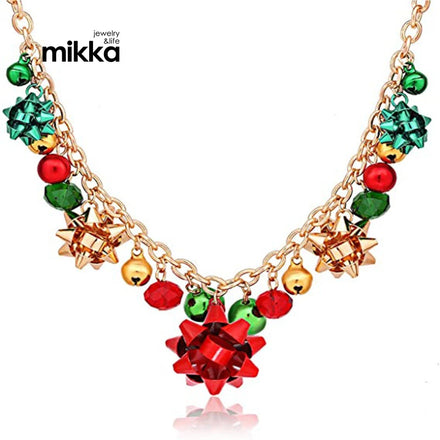 Hot Selling Wholesale Christmas Gift Jewelry Colorful Flower Bell Crystal Necklace Bracelet Earrings Alloy Set