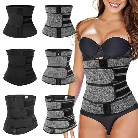 ZJFIT Neoprene/Nylon Breathable Button Closure Yoga Abdomen Waist Trainer Double Belts Slimming Tummy Control Customizable Logo