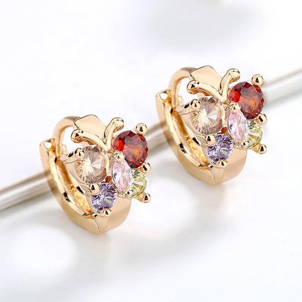 Tarnish Free Jewelry Luxury Shining Zircon Chunky Earring 18k Gold Plated Huggie Earring Custom Crystal Stone Earrings