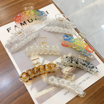 Trendy Transparent rainbow Color Claws Women Hair Accessory Plastic Hair Clips