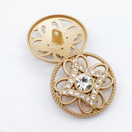 Flower Hollow Alloy Rhinestones Combination Round Button Sewing on Hair Accessories Bag Decoration Garment Shank Buttons