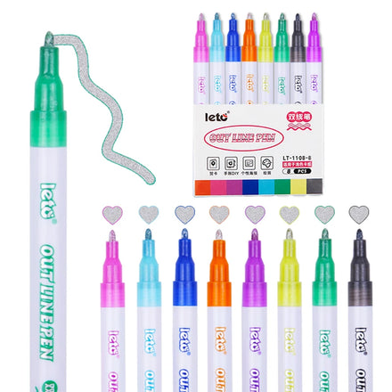 8-Color Color Marker Pen Set DIY Highlighter Contour Student Double Outline Pens