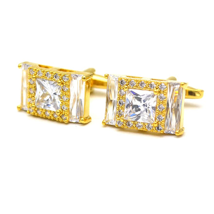Luxury Men's Crystal Cufflinks with Gemstone Zircon Claw Setting for Engagement Business Wedding Party Anniversary or Gift