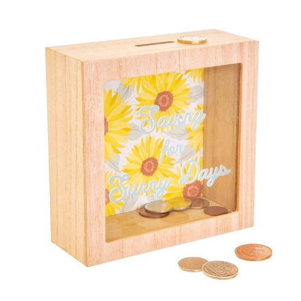 Jinn Home Promotional Plain Wood Money Box Printed Glass Wooden Piggy Bank Shadow Box Frame Decorative Pictures