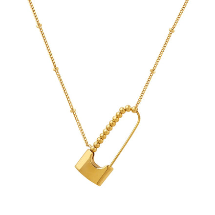 Hot Selling Customized Color Fine Jewelry Folding Paper Clip Stainless Steel Necklace Safety Lock Pendant Necklace