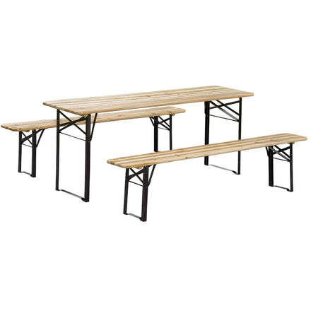 WEKIS Top Wooden Iron Foldable Bench Legs Beer Folding Beer Table Set Picnic Bench Dining Table