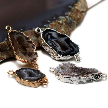 DIY Gemstone Crystal Druzy Connector Charm Oval Stone Bracelet Connectors