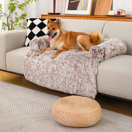 Super Soft Long Plush Waterproof Pet Dog Couch Cover Bed Removable Four Seasons Available Washable Sofa Cushion Pet Bed