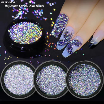 New Mixed Nail Mermaid Pearl Aurora Magic Diamond Jewelry Half Bead Reflective Crystal Nail Beads