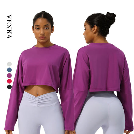 High Quality Ladies Sports Top New Design Neck Loose T-Shirt Long Sleeve Lightweight Soft Fabric Plus Size for Gym Workout Wear