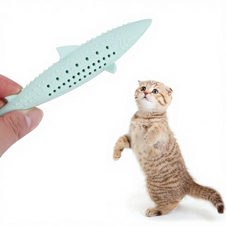 Eco-Friendly Silicone Catnip Fish Chew Toy for Cats-Molar Teeth Clean & Interactive Play