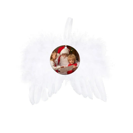 2023 New Customized Logo Angel Wing Xmas Hanging Ornaments Sublimation Blank Feather Wing Christmas Ornament