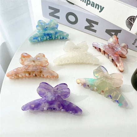 French retro mermaid hair pin fashion headdress wholesale medium acetate shark clip colorful bow knot new design hot hair clip
