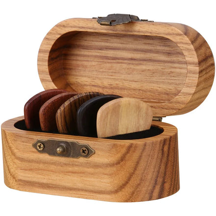 Tailai Solid Wood Guitar Pick Set Bakelite Folk Song Manual Piece groove Anti-skid Pick Jazz Solid Wood Box Personality